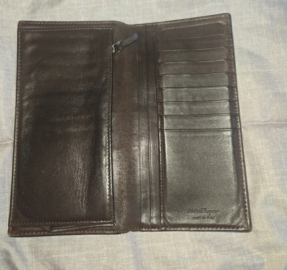 Salvatore Ferragamo Brown Leather Card & Key Holder